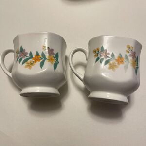 Royal Bengal Fine Bone China Flower Espresso Mug Pair, 2 small mugs, MOD RETRO
